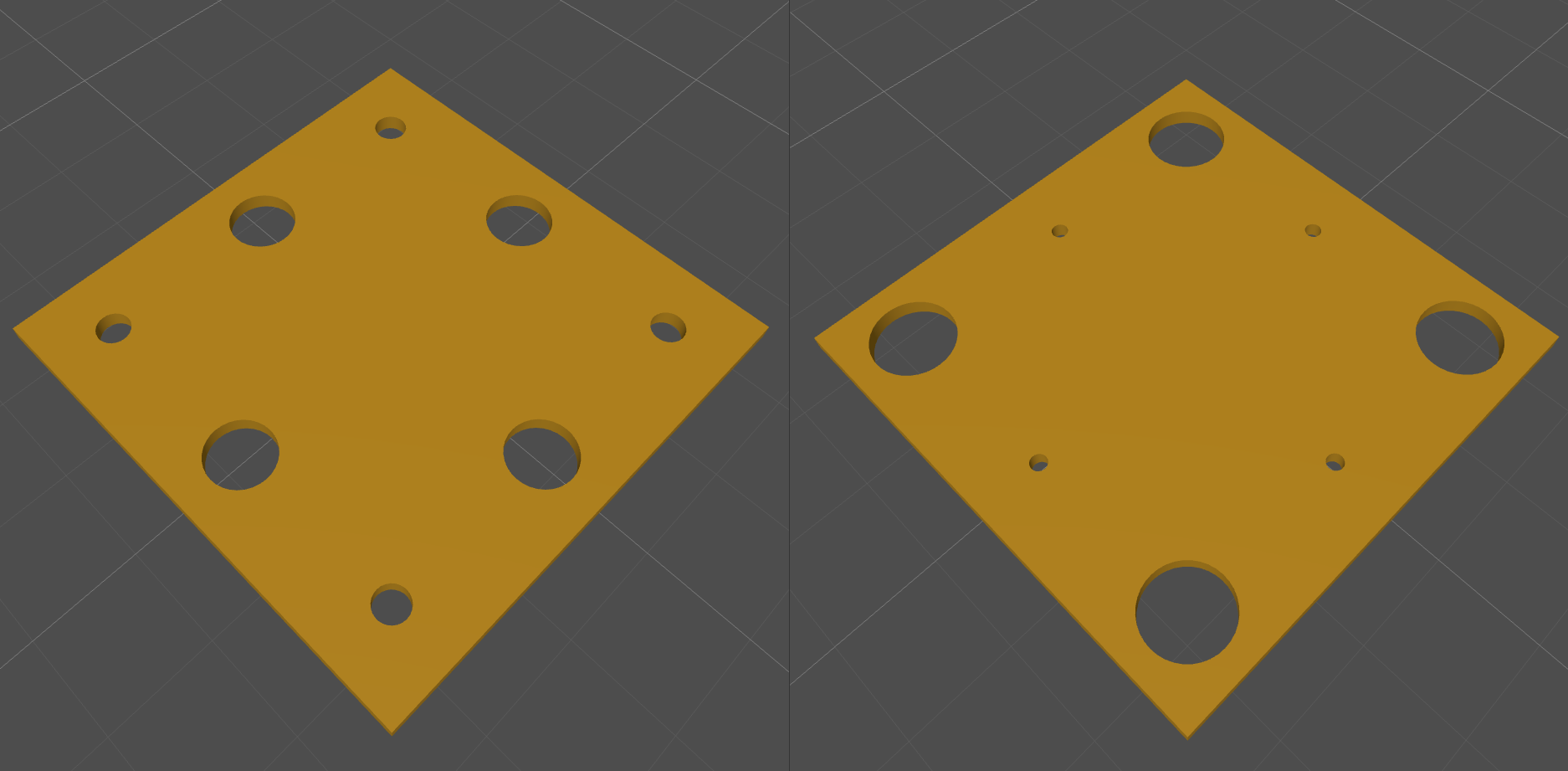 Sheet metal plate before and after undersized holes are corrected